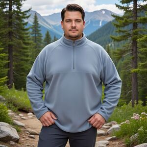 Merell Men's Fleece 1/4 Zip Pullover Light Blue Mock Neck Sweater Jacket Size XL